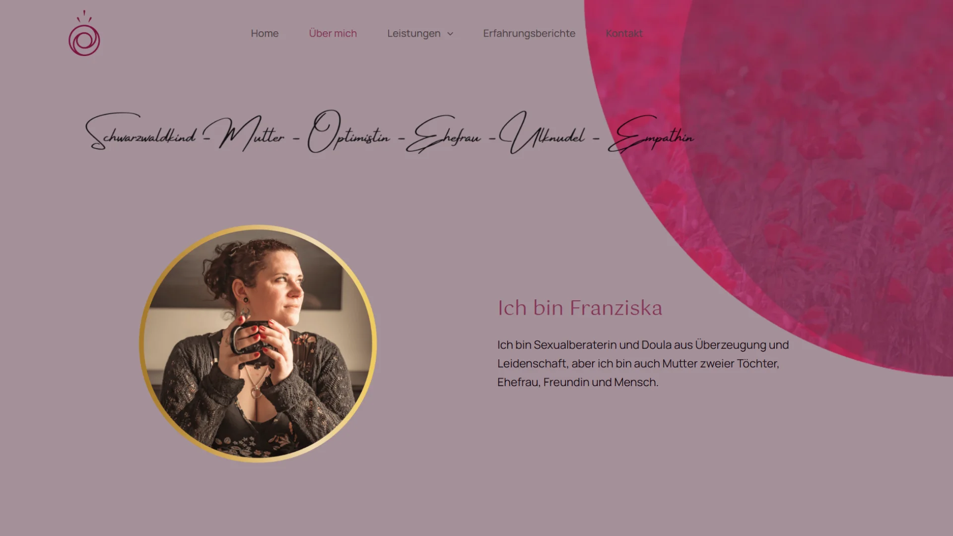 Website Umsetzung für Doula – Persönliche Vorstellung Website Umsetzung für Sexualberaterin – Über mich Seite