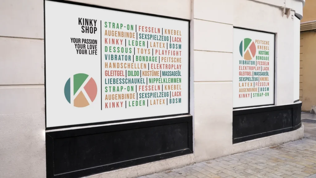 Schaufensterdesign Erotikshop Kinky Shop Mockup Fassade