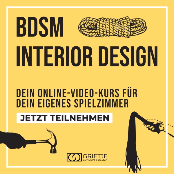 BDSM Interior Design Kursgrafik mit Schlaginstrumenten und Seil
