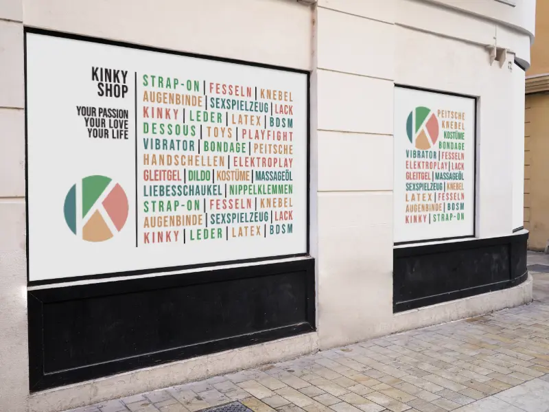 Modernes Schaufensterdesign für einen Erotikshop Beratung & Interior Design für die Erotikbranche – modernes Schaufensterdesign und visuelle Positionierung eines Erotikshops