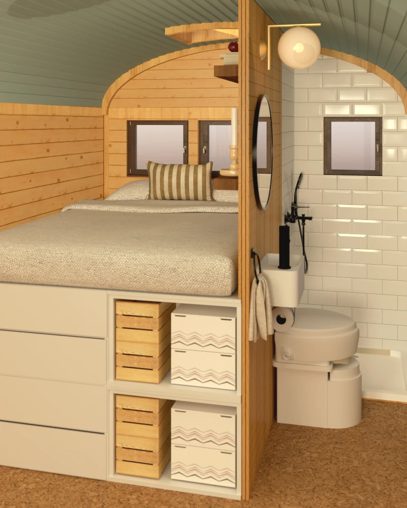 BDSM Zirkuswagen Bad Komposttoilette autark Dusche
