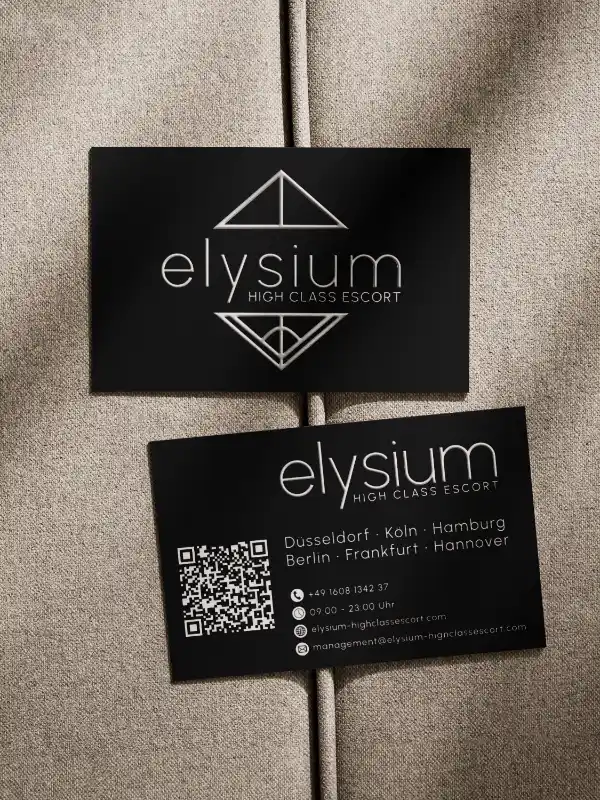 Visitenkarten Escort Agentur schwarz Elysium